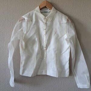 Richard Malcom Petites 90s Vintage Chich Ivory Button Down Blouse PM